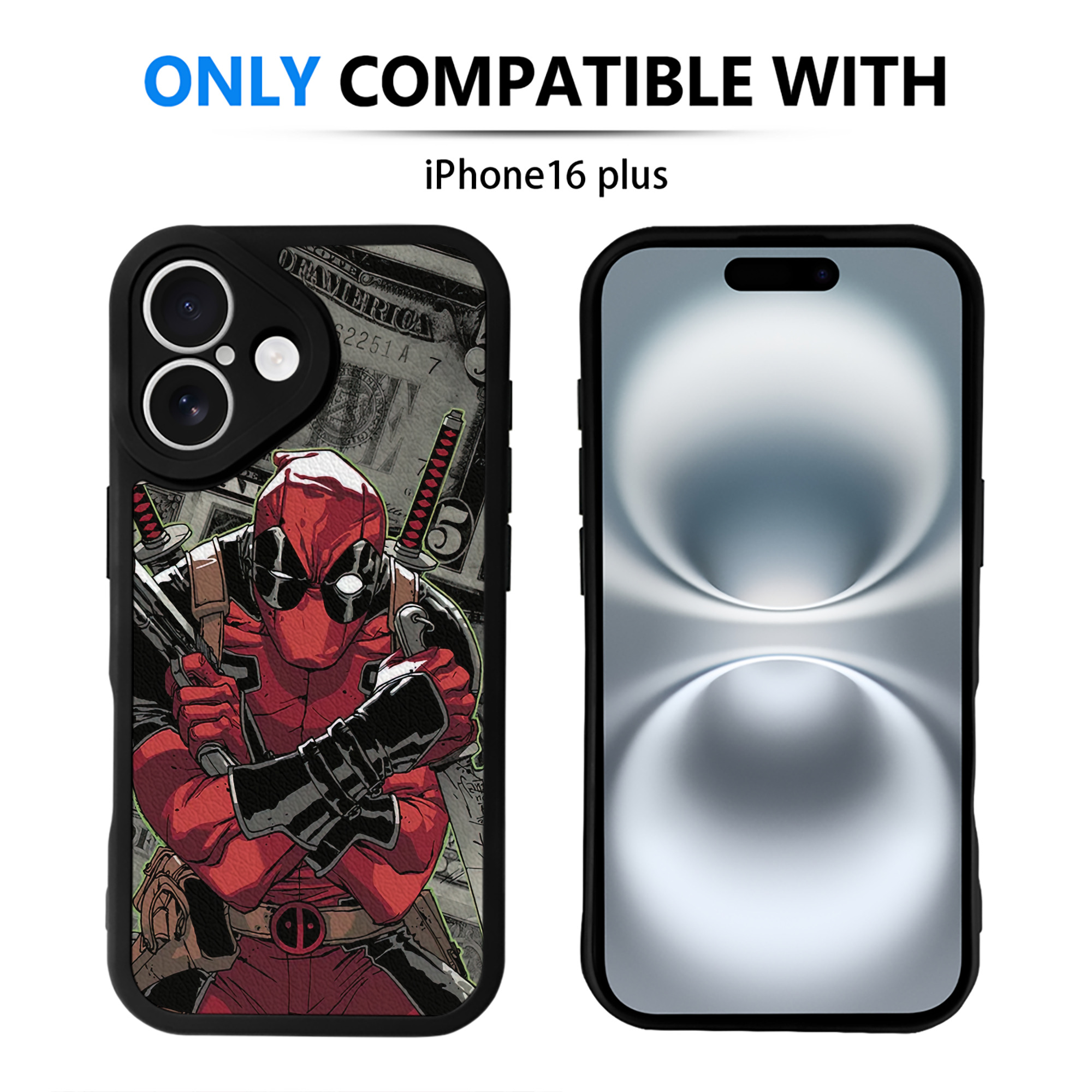（画像用） Deadpool デッドプール 【iPhone 16シリーズ対応】シリコンスマホケース（レザー調） 材質：シリコン